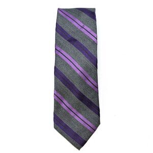 Enro Silk Tie Two-Tone Purple Stripes Pattern on Charcoal Gray Background